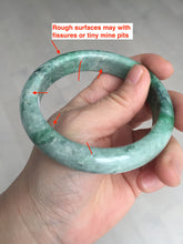 Load image into Gallery viewer, 60.5mm certified Type A 100% Natural sunny green gray black Jadeite Jade bangle BS81-9872
