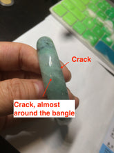 Load image into Gallery viewer, 55.7mm Certified type A 100% Natural icy watery sunny green Jadeite bangle AY25-1702
