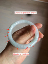 Load image into Gallery viewer, 54mm Certified type A 100%  Natural white/light green round cut Jadeite bangle W98-6505
