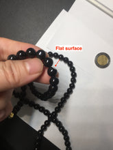 Load image into Gallery viewer, 7.5mm 100% natural type A black/dark green (Mocui, 墨翠)  jadeite jade bead necklace BN78
