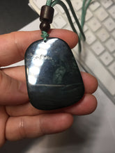 Load image into Gallery viewer, 100% Natural clear dark green/black jadeite jade(Mocui, 墨翠) dragon Pendant/handhold worry stone BL128
