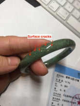 Load image into Gallery viewer, 55.5mm Certified Type A 100% Natural  dark green/gray round cut Jadeite Jade bangle D155-5370
