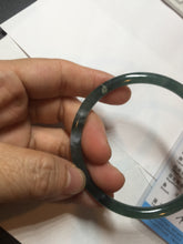 Load image into Gallery viewer, 58.5mm Certified Type A 100% Natural icy watery green/blue/black/gray slim round cut Guatemala Jadeite bangle PC91-3364
