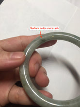 Load image into Gallery viewer, 55.8mm Certified type A 100% Natural  light green gray round cut Jadeite bangle PD38-9582
