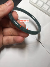 Load image into Gallery viewer, 57mm Certified Type A 100% Natural dark green/blue/gray with flying snow Guatemala slim round cut Jadeite bangle PA153-8824
