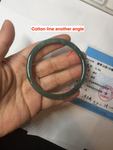 Load image into Gallery viewer, 57mm Certified Type A 100% Natural icy watery deep sea dark green/blue/gray/black Guatemala slim round cut Jadeite bangle PC81-7028

