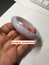 Load image into Gallery viewer, 50mm certified Type A 100% Natural purple white oval Jadeite Jade bangle BQ74-4936
