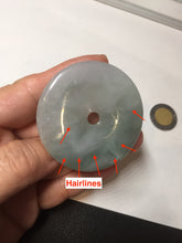 Load image into Gallery viewer, 50.2mm 100% Natural oily light green/purple/gray jadeite Jade Safety Guardian Button(donut) Pendant/worry stone F144
