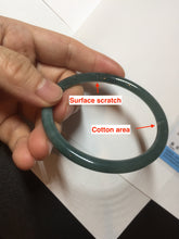 Load image into Gallery viewer, 54.5mm Certified Type A 100% Natural icy watery deep sea dark green/blue/gray/black Guatemala slim round cut Jadeite bangle PC84-7031
