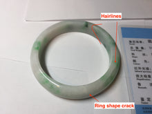 Load image into Gallery viewer, 58mm Certified Type A 100% Natural sunny green/white Jadeite Jade bangle BN16-7069
