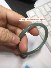 Load image into Gallery viewer, 54.5mm Certified Type A 100% Natural icy watery deep sea dark green/blue/gray/black Guatemala slim round cut Jadeite bangle PB140-8148
