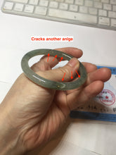 Load image into Gallery viewer, 55mm Certified Type A 100% Natural icy watery light green/dark green/black round cut Jadeite bangle PD109-8541
