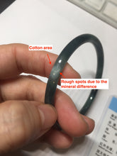 Load image into Gallery viewer, 58.4mm Certified Type A 100% Natural dark green/blue/gray with flying snow Guatemala slim round cut Jadeite bangle PD50-5519
