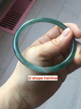 Load image into Gallery viewer, 61mm Certified Type A 100% Natural icy watery deep sea dark green/blue/gray/black slim round cut Guatemala Jadeite bangle X148-2091
