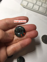Load image into Gallery viewer, Type A 100% Natural dark green black Jadeite Safety Guardian Button donuts pendant PD187
