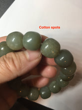 Load image into Gallery viewer, 100% Natural 13.8x12.5mm dark green/gray/brown vintage style nephrite Hetian Jade bead bracelet HF76
