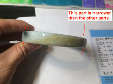 Load image into Gallery viewer, 59.5mm certified Type A 100% Natural light green/brown square Jadeite Jade bangle R101-1758
