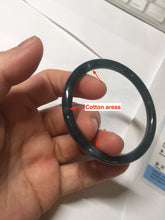 Load image into Gallery viewer, 52mm Certified Type A 100% Natural icy watery dark green/blue/gray Guatemala slim round cut Jadeite bangle PD55-5513
