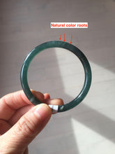 Load image into Gallery viewer, 52.2mm Certified Type A 100% Natural deep sea green/gray/black with flying snow slim round cut Guatemala Jadeite bangle BL45-4442
