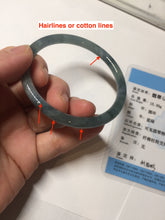Load image into Gallery viewer, 54.5mm Certified Type A 100% Natural dark green/blue/gray with flying snow Guatemala slim round cut Jadeite bangle PD23-7366
