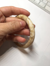 Load image into Gallery viewer, 55mm 100% natural light brown yellow round cut Coral Jade (珊瑚玉) bangle SY120
