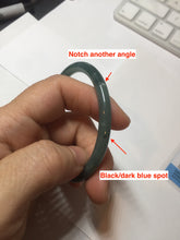 Load image into Gallery viewer, 55.5mm Certified Type A 100% Natural icy watery deep sea dark green/blue/gray/black Guatemala slim round cut Jadeite bangle PC82-7053
