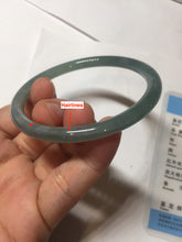 Load image into Gallery viewer, 55.5mm Certified Type A 100% Natural light green/blue/gray Guatemala slim round cut Jadeite bangle PD67-1481

