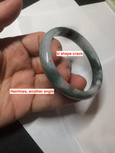 Load image into Gallery viewer, 54.9mm certified natural Type A oily dark green/white jadeite jade bangle AK76-3271
