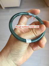 Load image into Gallery viewer, 63mm Certified Type A 100% Natural deep sea dark green/blue/black slim round cut Guatemala Jadeite bangle PC50-2063
