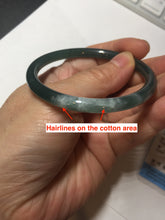 Load image into Gallery viewer, 53mm Certified Type A 100% Natural icy watery deep sea dark green/blue/gray/black slim round cut Guatemala Jadeite bangle D147-2447
