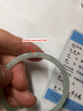 Load image into Gallery viewer, 50.5mm certified 100% natural Type A sunny green/white thin flat jadeite jade bangle BG219-8578
