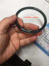 Load image into Gallery viewer, 63mm Certified Type A 100% Natural deep sea dark green/blue/black slim round cut Guatemala Jadeite bangle PC61-2067
