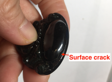 Load image into Gallery viewer, 100% Natural dark green/black jadeite jade(Mocui, 墨翠) happy buddha Pendant/handhold worry stone BL138
