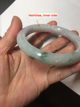 Load image into Gallery viewer, 58.5mm certified type A 100% Natural sunny green/purple round cut Jadeite Jade bangle BM84-0022
