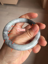 Load image into Gallery viewer, RESERVED! please don&#39;t order. Thank you. 55.5mm certified Type A 100% Natural black white light green (WuJi) chubby round cut Jadeite Jade bangle PB159-5845
