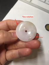 Load image into Gallery viewer, 29.4/6.7mm Type A 100% Natural light purple yellow Jadeite Jade Safety Guardian Button donuts Pendant BP113
