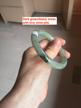 Load image into Gallery viewer, 54.3mm Certified type A 100% Natural green dark green floating seaweed round cut Jadeite bangle PC139-6618
