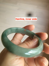 Load image into Gallery viewer, 54.8mm certified type A 100% Natural oily dark green/gray Jadeite Jade bangle M90-2873
