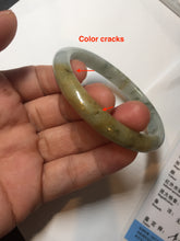 Load image into Gallery viewer, 52mm certified Type A 100% Natural light green yellow brown autumn colors slim oval Jadeite Jade bangle Q140-4074
