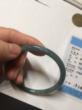 Load image into Gallery viewer, 58.8mm Certified Type A 100% Natural light green/blue/gray Guatemala slim round cut Jadeite bangle BP214-3802
