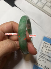 Load image into Gallery viewer, 59mm certified Type A 100% Natural sunny green white gray Jadeite Jade bangle BS80-9893
