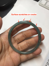 Load image into Gallery viewer, 55.5mm Certified Type A 100% Natural icy watery deep sea dark green/ blue/ gray/ black Guatemala slim round cut Jadeite bangle PC66-7043
