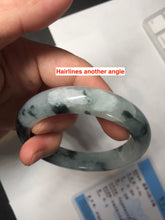 Load image into Gallery viewer, 54mm Certified Type A 100% Natural icy watery dark green/white//black Jadeite Jade bangle BM7-8579
