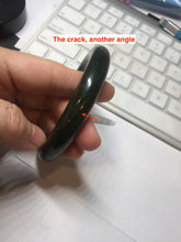 Load image into Gallery viewer, 57.5mm certified 100% Natural dark green/black chubby round cut Hetian nephrite Jade bangle HT39-0122
