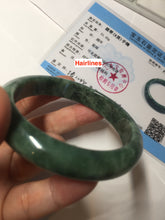 Load image into Gallery viewer, 58.2mm certified type A 100% Natural oily spinach green jadeite jade bangle PC11-9242
