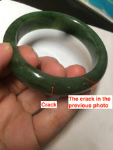 Load image into Gallery viewer, 52.7mm 100% Natural dark green/black nephrite Hetian Jade (和田碧玉) bangle HF36
