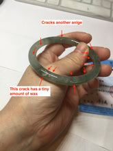 Load image into Gallery viewer, 55mm Certified Type A 100% Natural icy watery light green/dark green/black round cut Jadeite bangle PD109-8541
