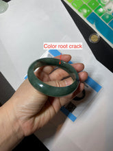 Load image into Gallery viewer, 57.5mm certified type A 100% Natural icy watery dark green/black Jadeite jade bangle AM71-1090
