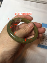 Load image into Gallery viewer, 53.2mm certified type A 100% Natural green/yellow with dark green floating flowers Jadeite Jade bangle PC104-9106
