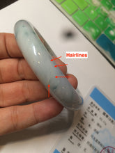 Load image into Gallery viewer, 57.7mm certified Type A 100% Natural light purple/white with green floating flowers Jadeite Jade bangle AY62-0442
